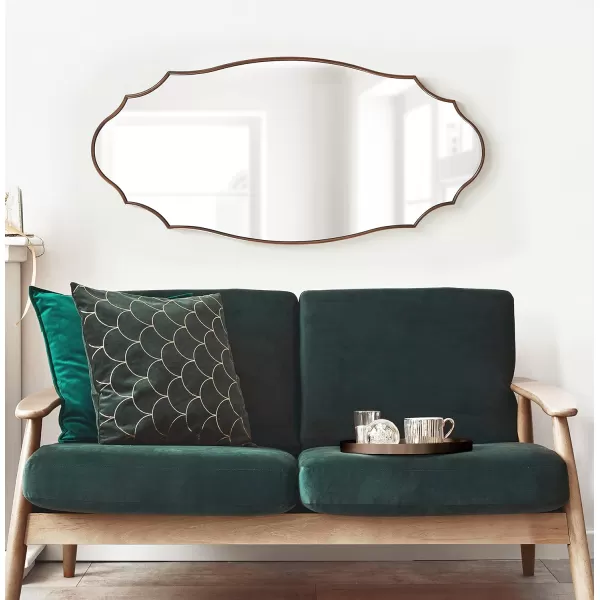 Kate and Laurel Leanna Scalloped Oval Wall Mirror 24quot x 36quot Gold Leaf Chic Modern Glam Wall AccentBronze