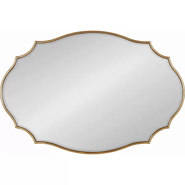 Kate and Laurel Leanna Scalloped Oval Wall Mirror 24quot x 36quot Gold Leaf Chic Modern Glam Wall AccentGold