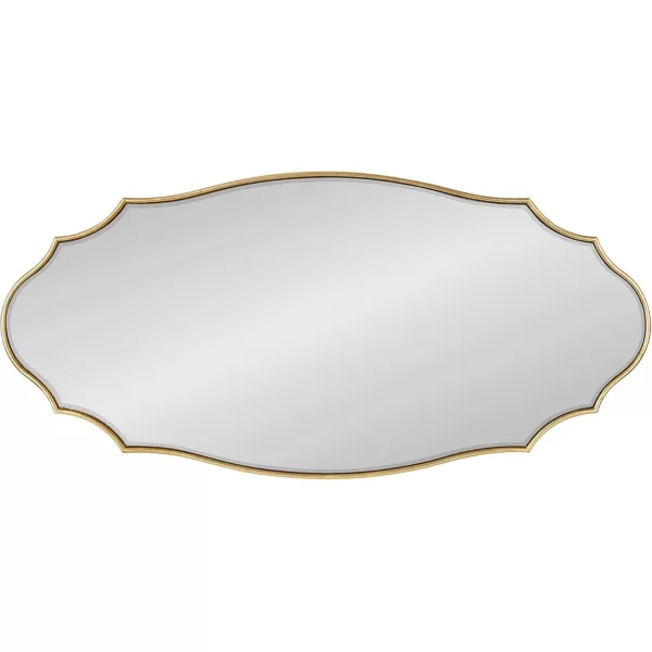 Kate and Laurel Leanna Scalloped Oval Wall Mirror 24quot x 36quot Gold Leaf Chic Modern Glam Wall AccentGold