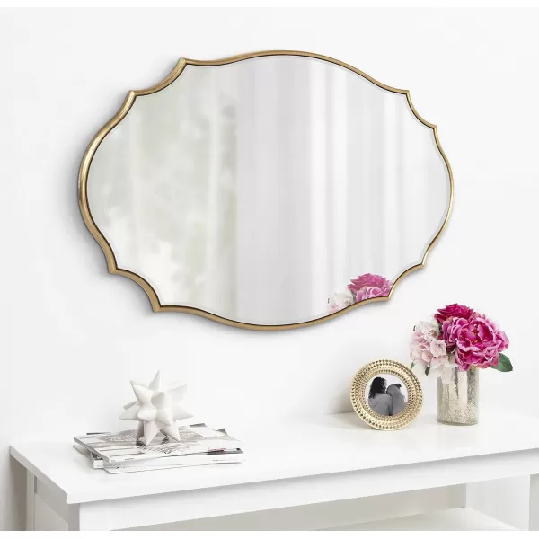 Kate and Laurel Leanna Scalloped Oval Wall Mirror 24quot x 36quot Gold Leaf Chic Modern Glam Wall AccentGold