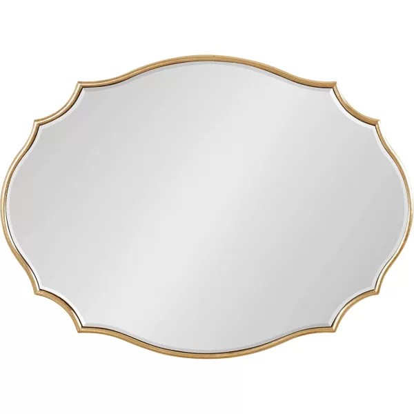 Kate and Laurel Leanna Scalloped Oval Wall Mirror 24quot x 36quot Gold Leaf Chic Modern Glam Wall AccentGold