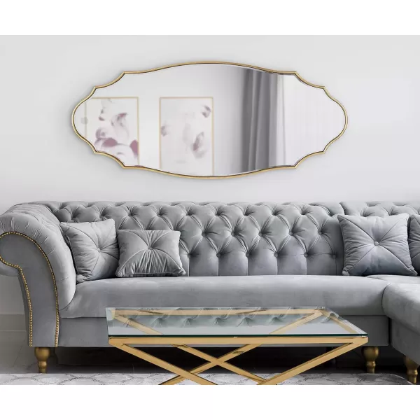 Kate and Laurel Leanna Scalloped Oval Wall Mirror 24quot x 36quot Gold Leaf Chic Modern Glam Wall AccentGold