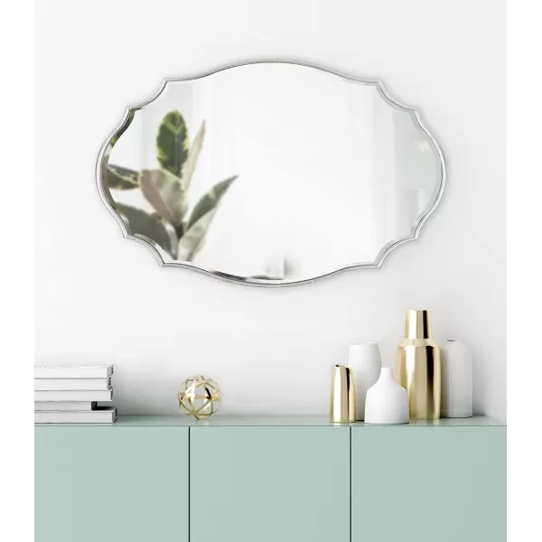 Kate and Laurel Leanna Scalloped Oval Wall Mirror 24quot x 36quot Gold Leaf Chic Modern Glam Wall AccentSilver