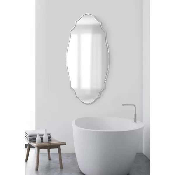 Kate and Laurel Leanna Scalloped Oval Wall Mirror 24quot x 36quot Gold Leaf Chic Modern Glam Wall AccentSilver