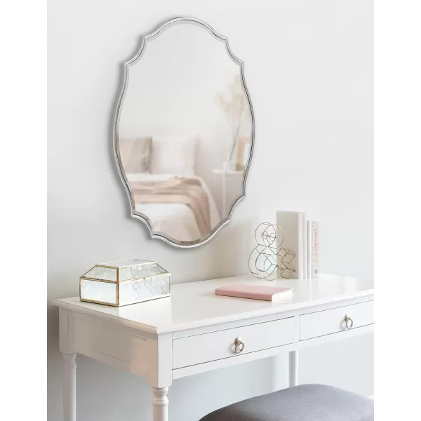 Kate and Laurel Leanna Scalloped Oval Wall Mirror 24quot x 36quot Gold Leaf Chic Modern Glam Wall AccentSilver