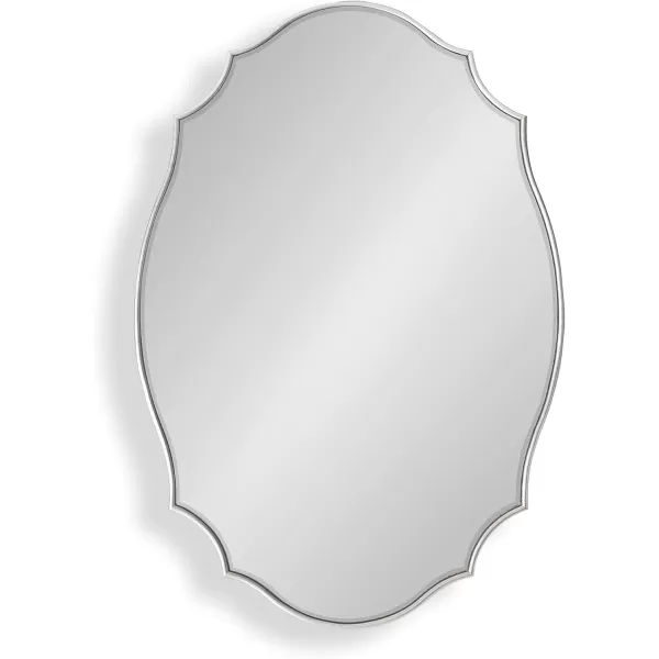 Kate and Laurel Leanna Scalloped Oval Wall Mirror 24quot x 36quot Gold Leaf Chic Modern Glam Wall AccentSilver