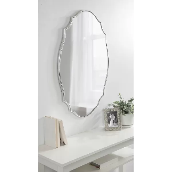 Kate and Laurel Leanna Scalloped Oval Wall Mirror 24quot x 36quot Gold Leaf Chic Modern Glam Wall AccentSilver