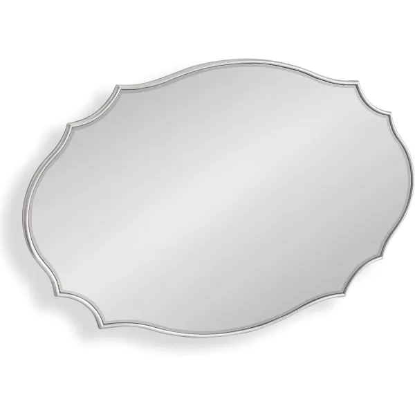 Kate and Laurel Leanna Scalloped Oval Wall Mirror 24quot x 36quot Gold Leaf Chic Modern Glam Wall AccentSilver