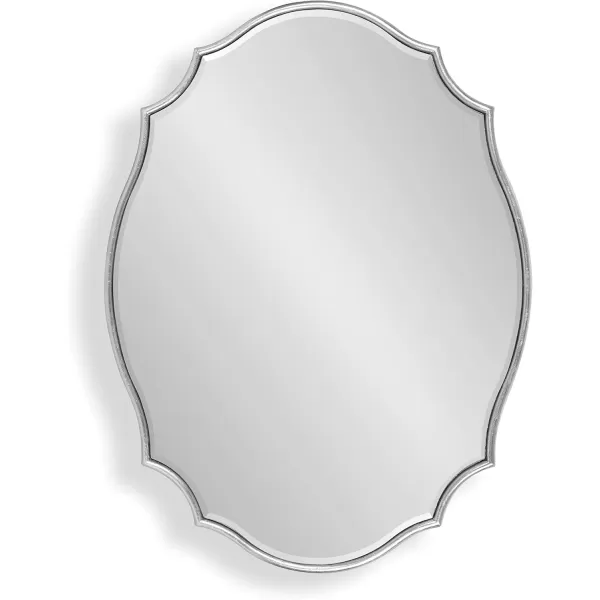 Kate and Laurel Leanna Scalloped Oval Wall Mirror 24quot x 36quot Gold Leaf Chic Modern Glam Wall AccentSilver