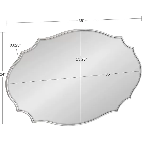 Kate and Laurel Leanna Scalloped Oval Wall Mirror 24quot x 36quot Gold Leaf Chic Modern Glam Wall AccentSilver