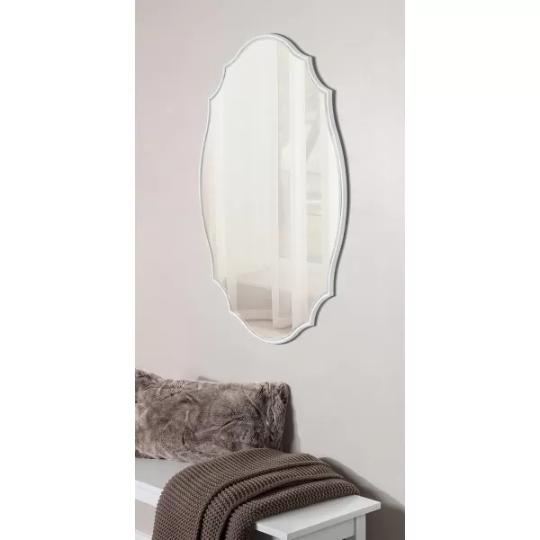 Kate and Laurel Leanna Scalloped Oval Wall Mirror 24quot x 36quot Gold Leaf Chic Modern Glam Wall AccentWhite