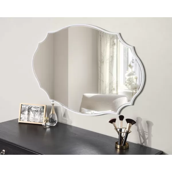 Kate and Laurel Leanna Scalloped Oval Wall Mirror 24quot x 36quot Gold Leaf Chic Modern Glam Wall AccentWhite