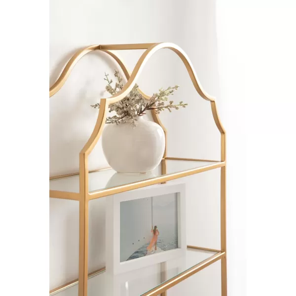 Kate and Laurel Leanna Scalloped ThreeTiered Wall Shelf 20 x 32 Gold Decorative Floating Shelf Storage and Wall Organizer for Bathroom Over Toilet Storage or DisplayGold