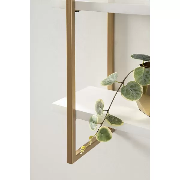 Kate and Laurel Leigh Wood and Metal Wall Shelf 30quot x 24quot White and Gold Unique Modern Glam Home Decor with Efficient Storage Shelves for Smaller SpacesWhiteGold