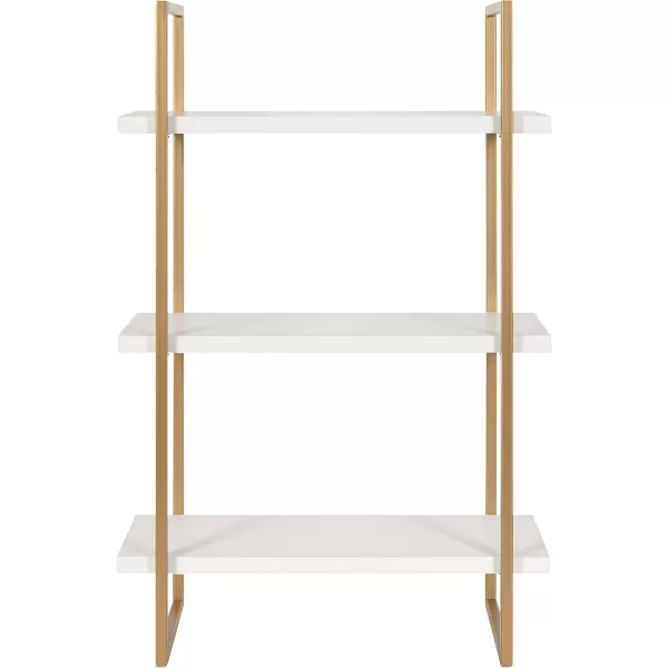 Kate and Laurel Leigh Wood and Metal Wall Shelf 30quot x 24quot White and Gold Unique Modern Glam Home Decor with Efficient Storage Shelves for Smaller SpacesWhiteGold