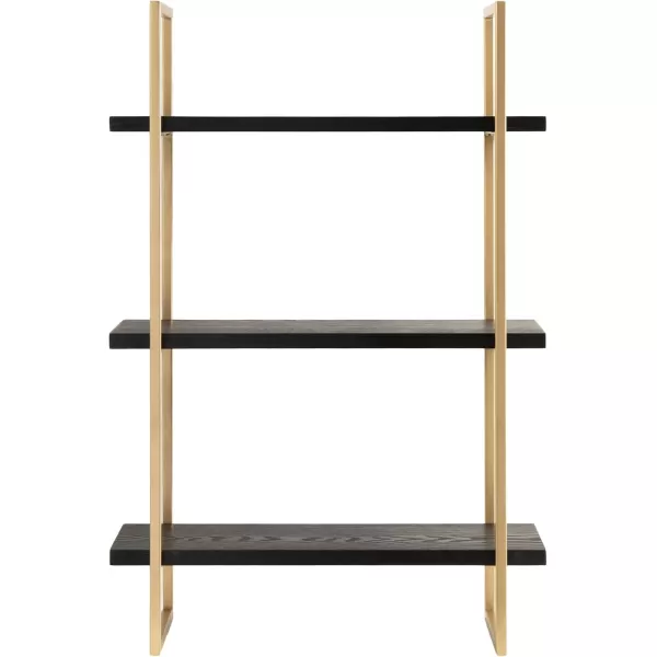 Kate and Laurel Leigh Wood and Metal Wall Shelf 30quot x 24quot White and Gold Unique Modern Glam Home Decor with Efficient Storage Shelves for Smaller SpacesBlackGold