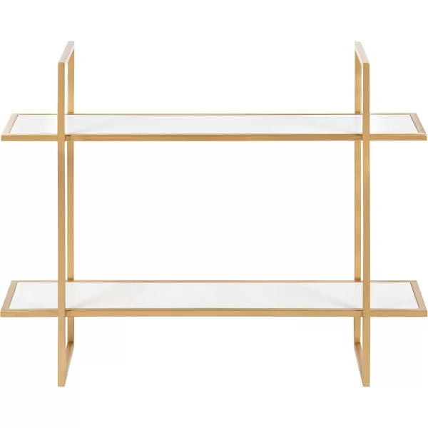 Kate and Laurel Leigh Wood and Metal Wall Shelf 30quot x 24quot White and Gold Unique Modern Glam Home Decor with Efficient Storage Shelves for Smaller SpacesWhiteGold