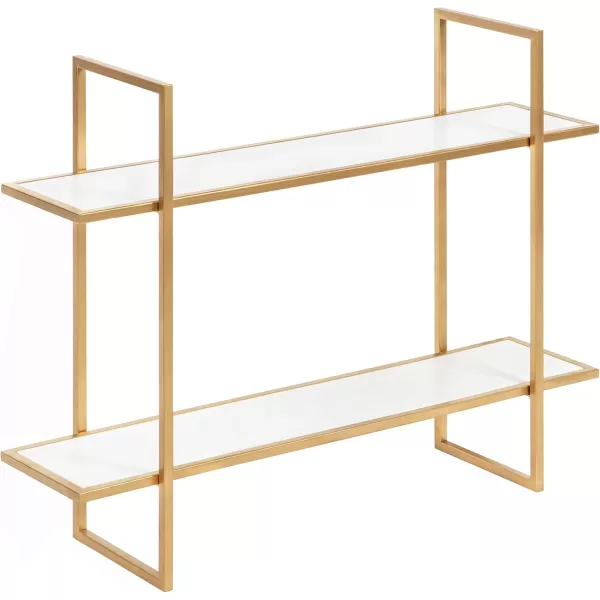 Kate and Laurel Leigh Wood and Metal Wall Shelf 30quot x 24quot White and Gold Unique Modern Glam Home Decor with Efficient Storage Shelves for Smaller SpacesWhiteGold