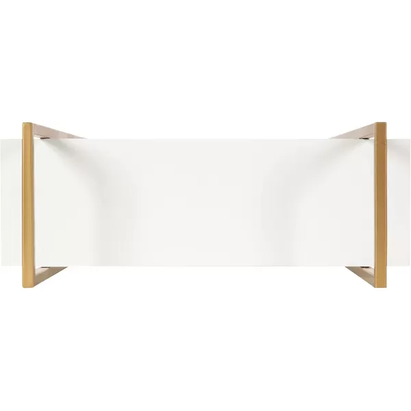 Kate and Laurel Leigh Wood and Metal Wall Shelf 30quot x 24quot White and Gold Unique Modern Glam Home Decor with Efficient Storage Shelves for Smaller SpacesWhiteGold