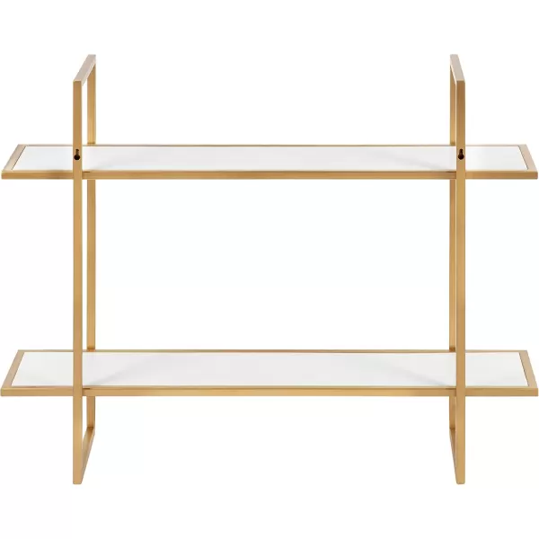 Kate and Laurel Leigh Wood and Metal Wall Shelf 30quot x 24quot White and Gold Unique Modern Glam Home Decor with Efficient Storage Shelves for Smaller SpacesWhiteGold