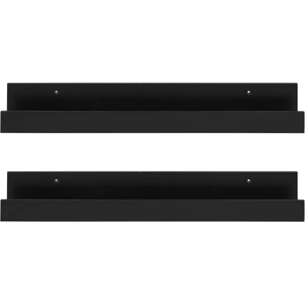Kate and Laurel Levie 24 inch 2Pack Wood Floating Wall Shelf Picture Frame Holder Ledge Navy BlueBlack