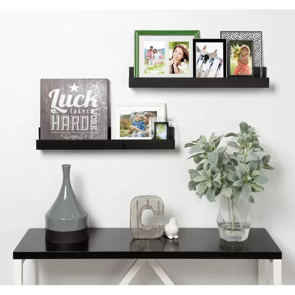 Kate and Laurel Levie 24 inch 2Pack Wood Floating Wall Shelf Picture Frame Holder Ledge Navy BlueBlack