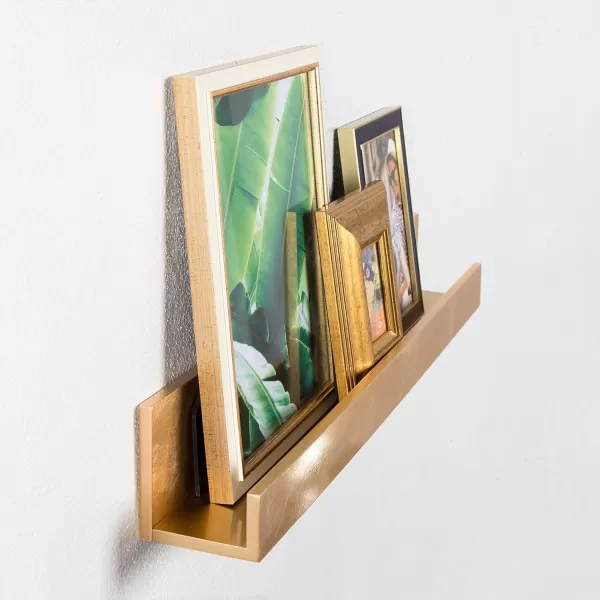 Kate and Laurel Levie 24 inch 2Pack Wood Floating Wall Shelf Picture Frame Holder Ledge Navy BlueGold