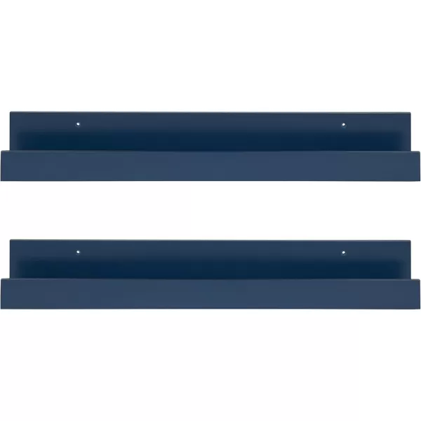 Kate and Laurel Levie 24 inch 2Pack Wood Floating Wall Shelf Picture Frame Holder Ledge Navy BlueNavy Blue
