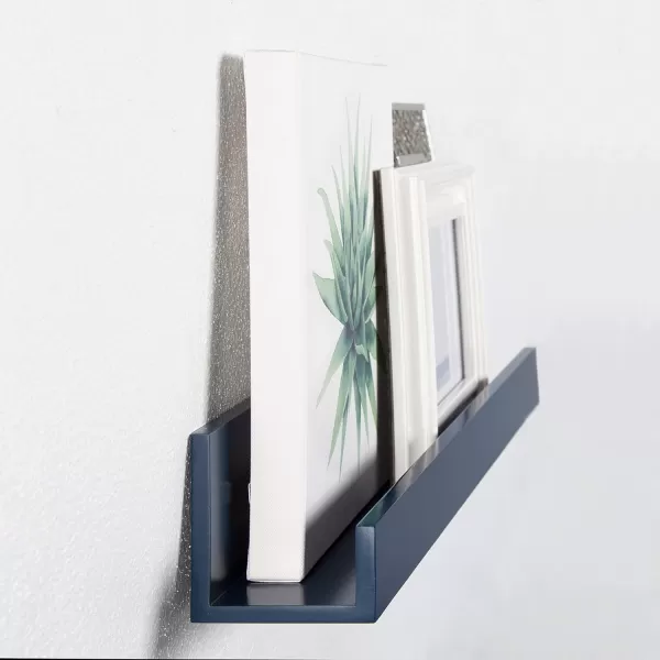 Kate and Laurel Levie 24 inch 2Pack Wood Floating Wall Shelf Picture Frame Holder Ledge Navy BlueNavy Blue