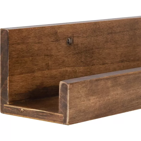 Kate and Laurel Levie 24 inch 2Pack Wood Floating Wall Shelf Picture Frame Holder Ledge Navy BlueRustic Brown