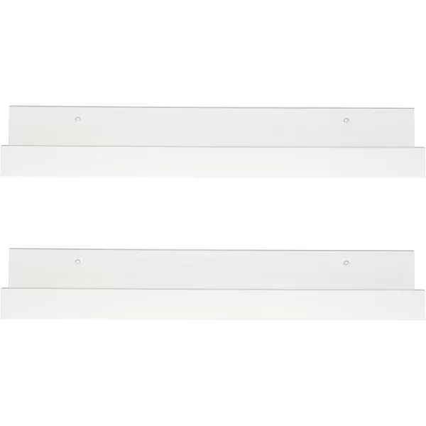 Kate and Laurel Levie 24 inch 2Pack Wood Floating Wall Shelf Picture Frame Holder Ledge Navy BlueWhite
