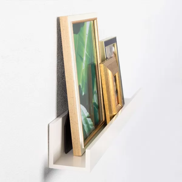 Kate and Laurel Levie 24 inch 2Pack Wood Floating Wall Shelf Picture Frame Holder Ledge Navy BlueWhite