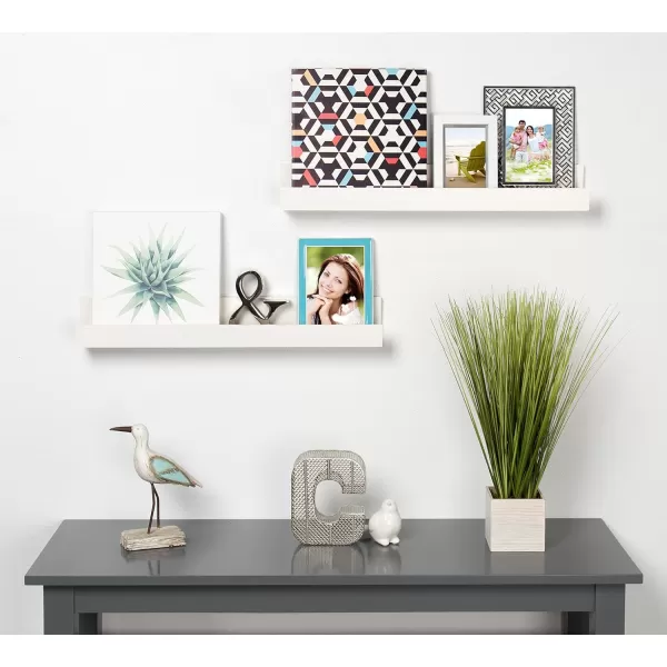 Kate and Laurel Levie 24 inch 2Pack Wood Floating Wall Shelf Picture Frame Holder Ledge Navy BlueWhite