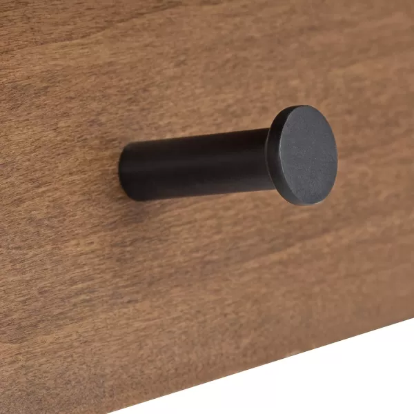 Kate and Laurel Levie Farmhouse 4Knob Wall Shelf 36 x 75 x 45 Rustic Brown and Black Modern Accent Shelf and Coat Hooks for HangingNatural