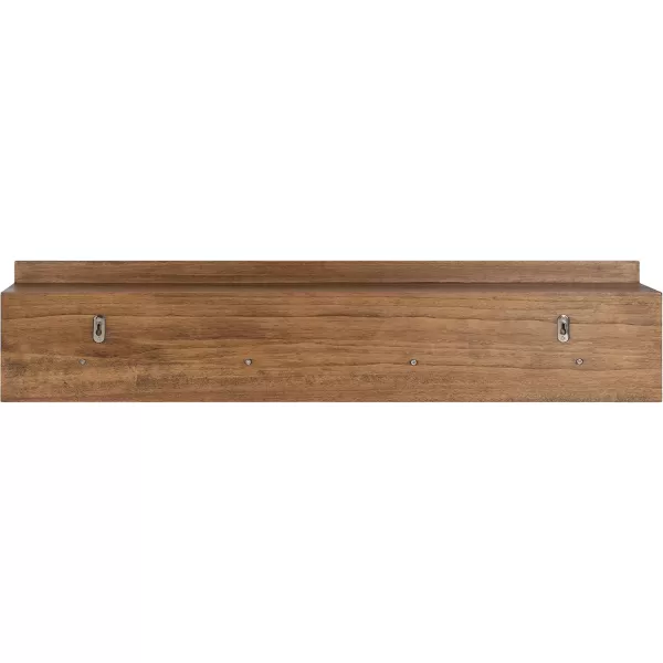 Kate and Laurel Levie Farmhouse 4Knob Wall Shelf 36 x 75 x 45 Rustic Brown and Black Modern Accent Shelf and Coat Hooks for HangingNatural