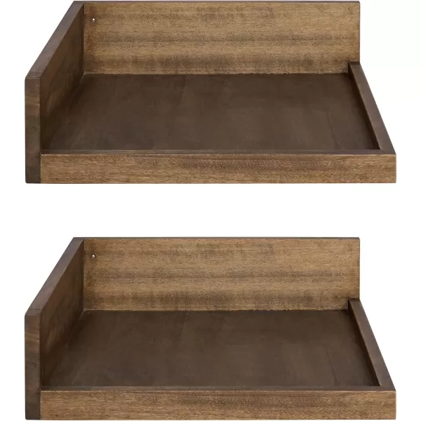 Kate and Laurel Levie Modern Floating Corner Wood Wall Shelves 12 x 12 Inches 2 Pack Walnut BrownRustic Brown