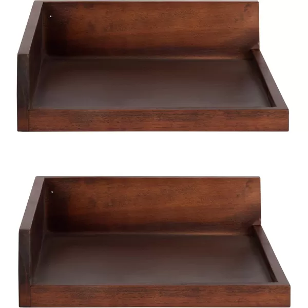 Kate and Laurel Levie Modern Floating Corner Wood Wall Shelves 12 x 12 Inches 2 Pack Walnut BrownWalnut Brown