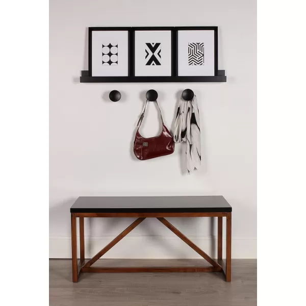 Kate and Laurel Levie Modern Floating Wall Shelf Picture Frame Holder Ledge GoldBlack