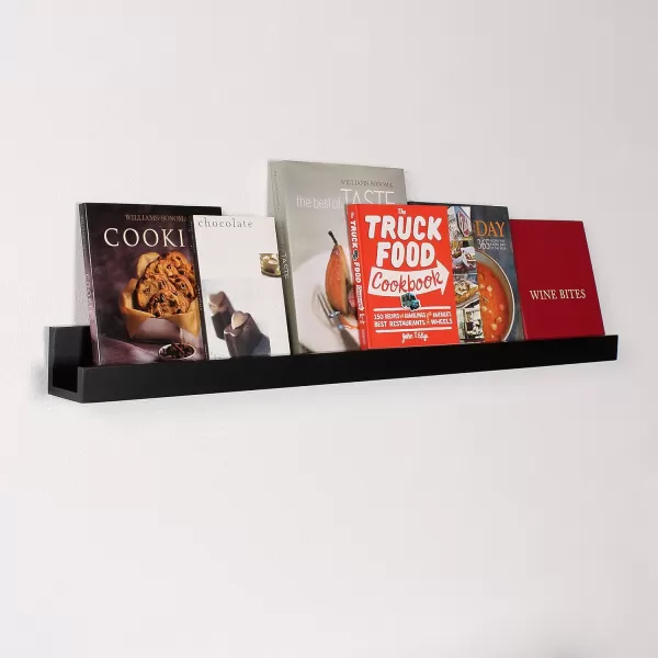 Kate and Laurel Levie Modern Floating Wall Shelf Picture Frame Holder Ledge GoldBlack