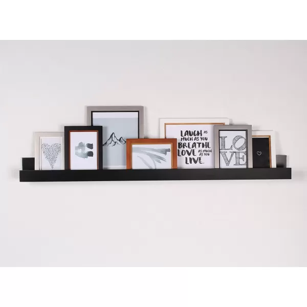 Kate and Laurel Levie Modern Floating Wall Shelf Picture Frame Holder Ledge GoldBlack