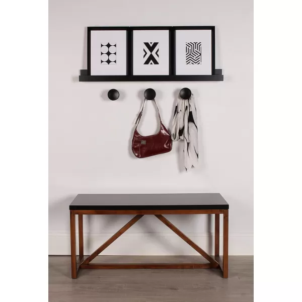 Kate and Laurel Levie Modern Floating Wall Shelf Picture Frame Holder Ledge GoldBlack