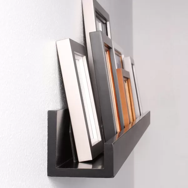 Kate and Laurel Levie Modern Floating Wall Shelf Picture Frame Holder Ledge GoldBlack