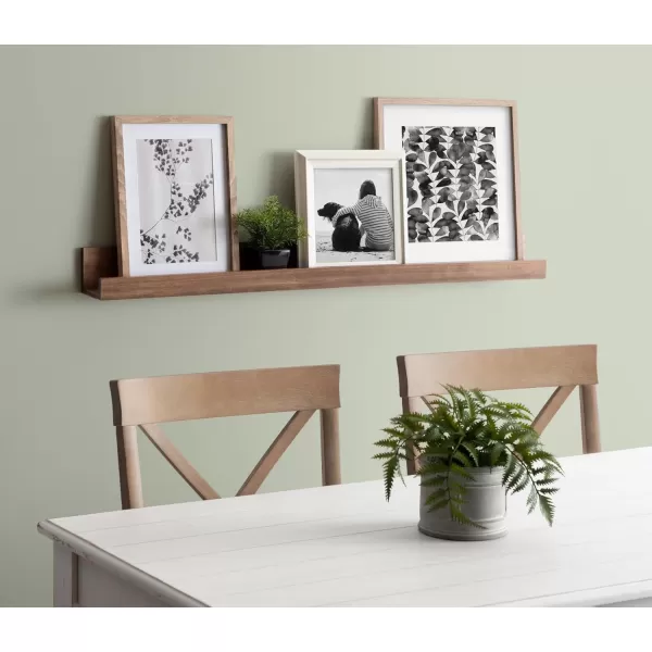 Kate and Laurel Levie Modern Floating Wall Shelf Picture Frame Holder Ledge GoldRustic Brown