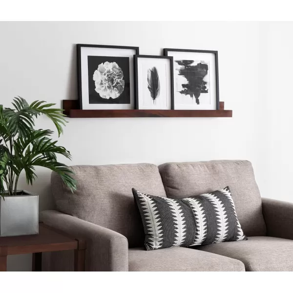 Kate and Laurel Levie Modern Floating Wall Shelf Picture Frame Holder Ledge GoldWalnut Brown