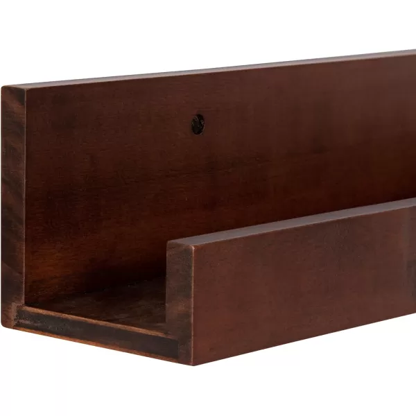 Kate and Laurel Levie Modern Floating Wall Shelf Picture Frame Holder Ledge GoldWalnut Brown