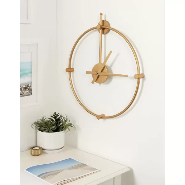 Kate and Laurel Lidor Modern Wall Clock 22 x 25 Gold Decorative Minimalist Battery Operated Wall Clock with Numberless Design for Transitional Home DecorGold