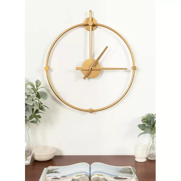 Kate and Laurel Lidor Modern Wall Clock 22 x 25 Gold Decorative Minimalist Battery Operated Wall Clock with Numberless Design for Transitional Home DecorGold