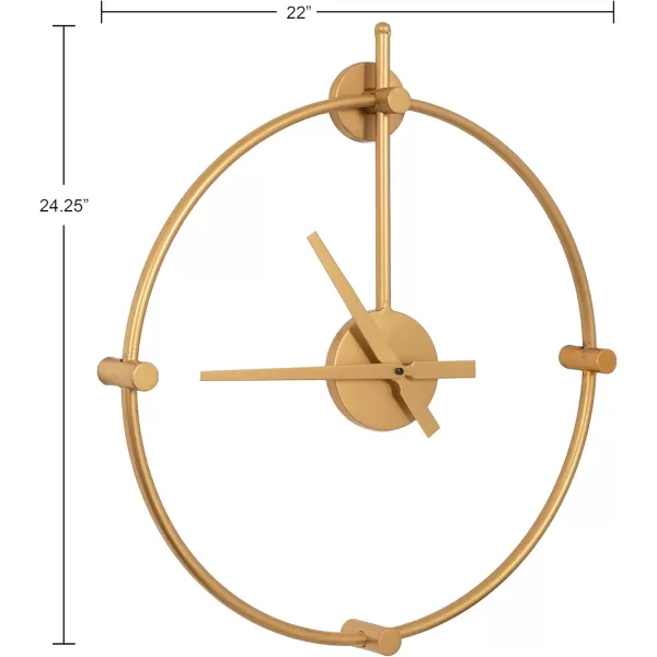 Kate and Laurel Lidor Modern Wall Clock 22 x 25 Gold Decorative Minimalist Battery Operated Wall Clock with Numberless Design for Transitional Home DecorGold