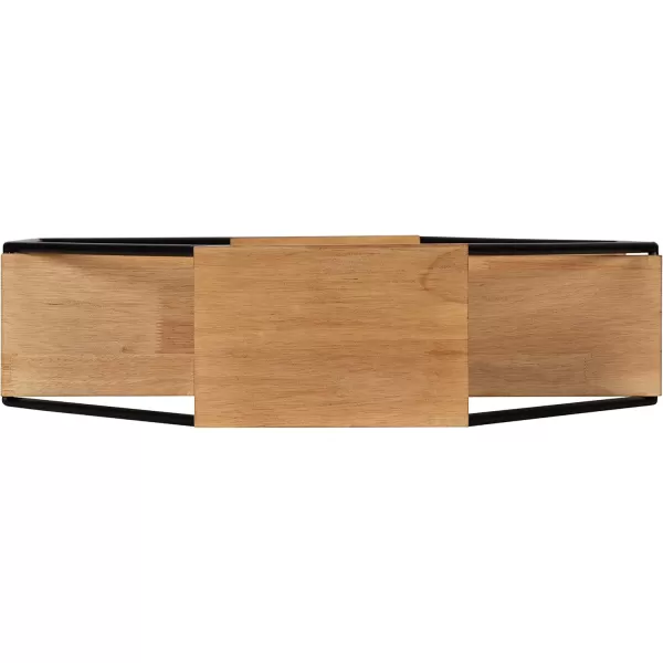 Kate and Laurel Lintz Large Modern Octagon Floating Wall Shelves with Metal Frame Gold and WhiteRustic Brown