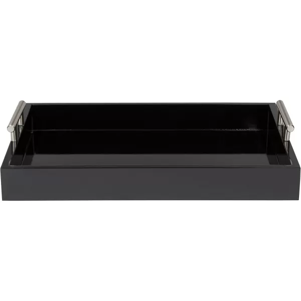 Kate and Laurel Lipton Decorative Tray with Polished Gold Metal Handles Soft PinkBlack